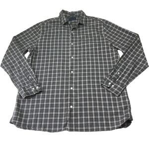 Fairlane Shirt Men XL Regular Fit Adult Tall Grey Plaids Long Sleeve Button Up